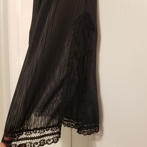 Vintage Molyclaire Lingerie Skirt Slip Slit Striped Lace Midi Length - Picture 6 of 11